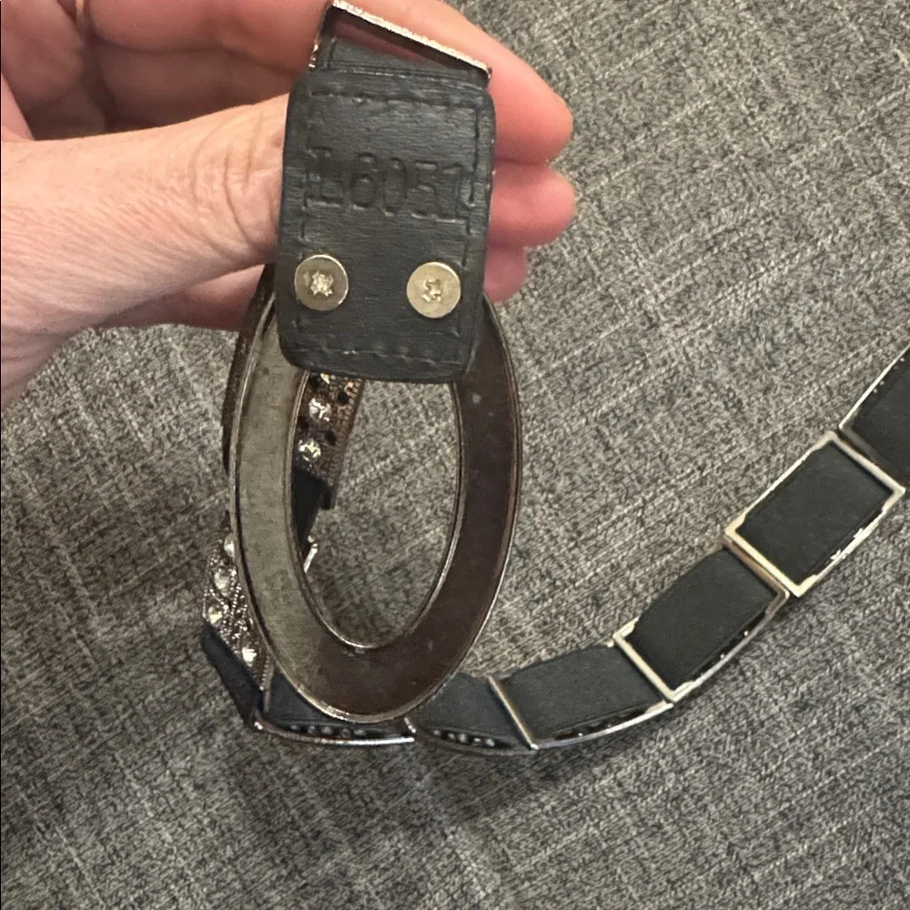 2000s Glam Rhinestone Oval Buckle Stretch Waist Belt McBling